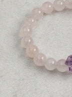 Amethyst, Rose Quartz & Clear Quartz /Inner Peace & Self-Love & Amplification/"Rosy Luminescence" Bracelet