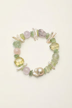 Prehnite, Multi-Gemstone & Baroque Pearl /Heart Harmony & Joy/ "Verdant Mirage" Bracelet