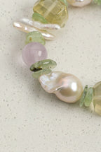 Prehnite, Multi-Gemstone & Baroque Pearl /Heart Harmony & Joy/ "Verdant Mirage" Bracelet