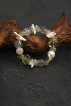 Prehnite, Multi-Gemstone & Baroque Pearl /Heart Harmony & Joy/ "Verdant Mirage" Bracelet