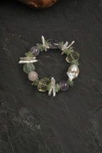 Prehnite, Multi-Gemstone & Baroque Pearl /Heart Harmony & Joy/ "Verdant Mirage" Bracelet