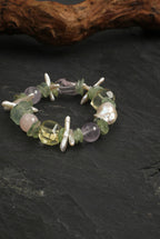 Prehnite, Multi-Gemstone & Baroque Pearl /Heart Harmony & Joy/ "Verdant Mirage" Bracelet