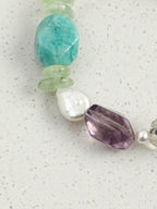 Multi-Gemstone, Blue Kyanite & Baroque Pearl /Chakra Alignment & Clarity/ "Prismatic Ripple" Bracelet