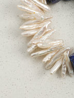 Faceted Lapis Lazuli & Stick Baroque Pearl /Wisdom & Intuition/ "Astral Branch" Split Bracelet