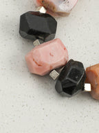 Pink Opal, Black Onyx & Stick Baroque Pearl /Protection & Heart Healing/ "Rosy Haven" Bracelet