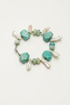 Amazonite & Tooth Baroque Pearl /Abundance & Femininity/ "Misty River" Hand-Knotted Bracelet