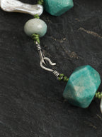 Amazonite & Tooth Baroque Pearl /Abundance & Femininity/ "Misty River" Hand-Knotted Bracelet