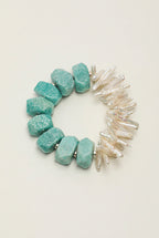 Faceted Amazonite & Stick Baroque Pearl /Hope & Tranquil Truth/ "Verdant Isle" Split Bracelet