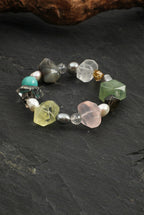 Multi-Gemstone, Persian Agate & Baroque Pearl /Chakra Harmony & Abundance/ "Gathered Light" Bracelet