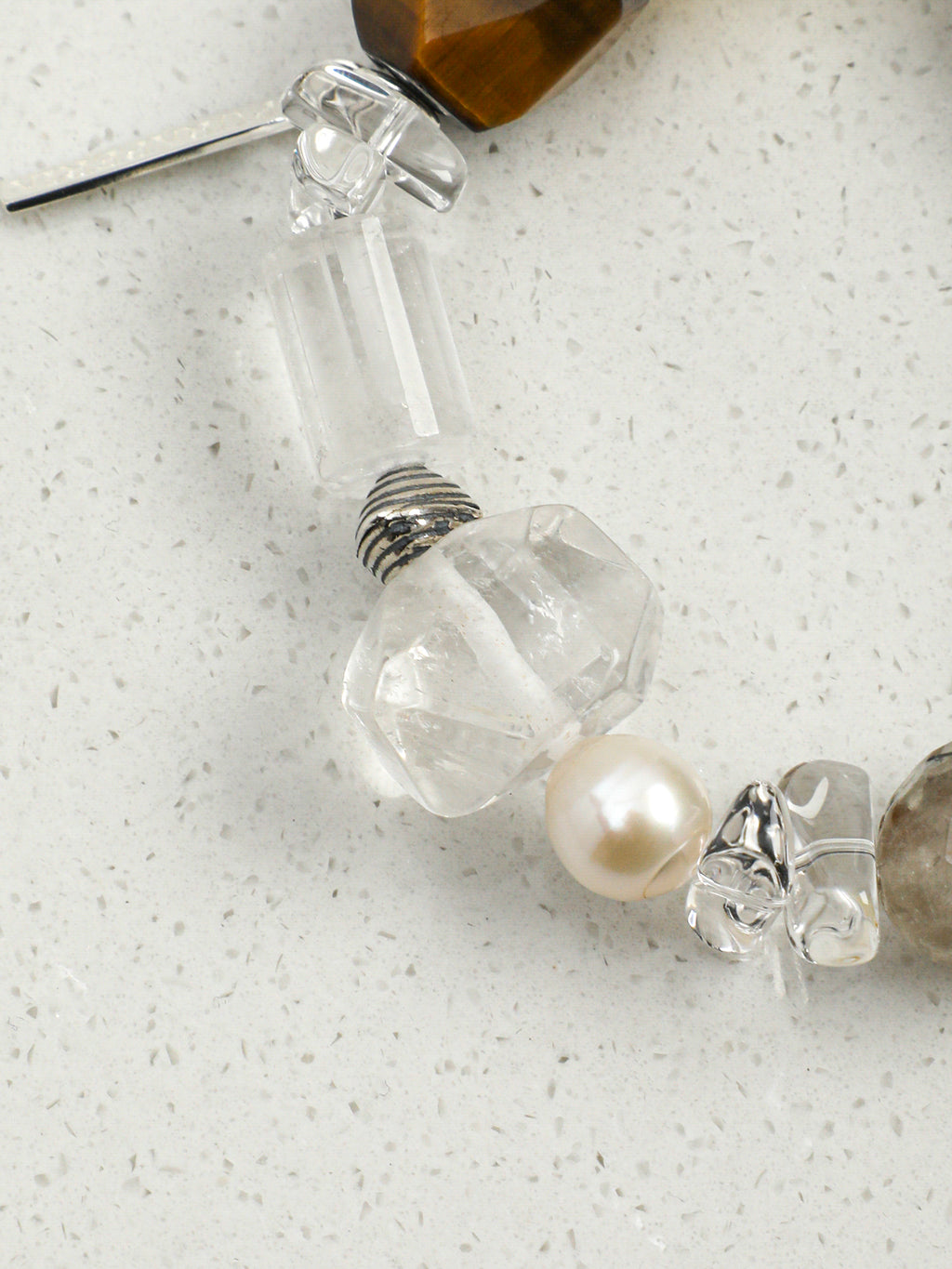 Multi-Gemstone Protection & Abundance/Strength &  Courage "Luminous Obsidian & Inky Pearl" Bracelet