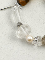 Multi-Gemstone Protection & Abundance/Strength &  Courage "Luminous Obsidian & Inky Pearl" Bracelet