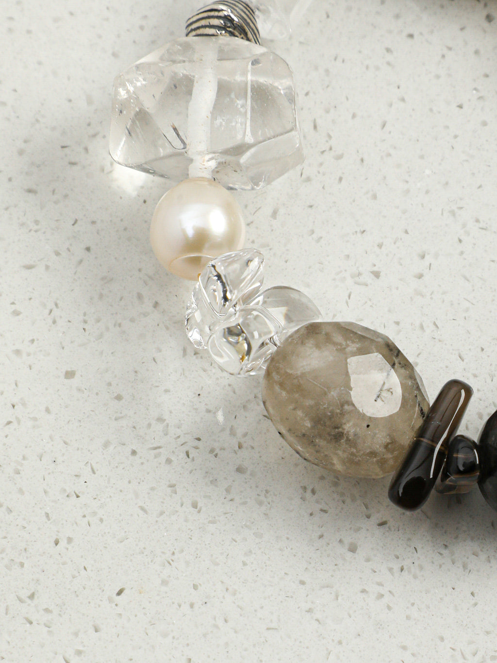 Multi-Gemstone Protection & Abundance/Strength &  Courage "Luminous Obsidian & Inky Pearl" Bracelet
