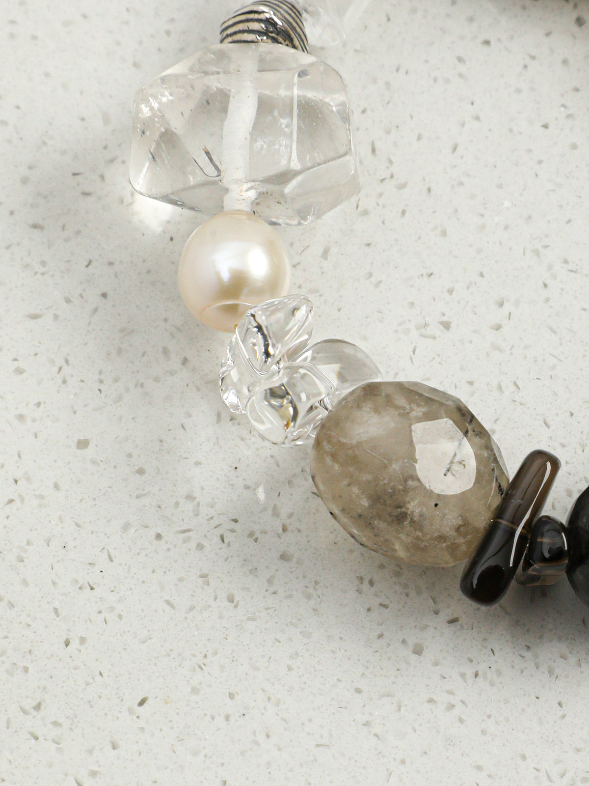 Multi-Gemstone Protection & Abundance/Strength &  Courage "Luminous Obsidian & Inky Pearl" Bracelet