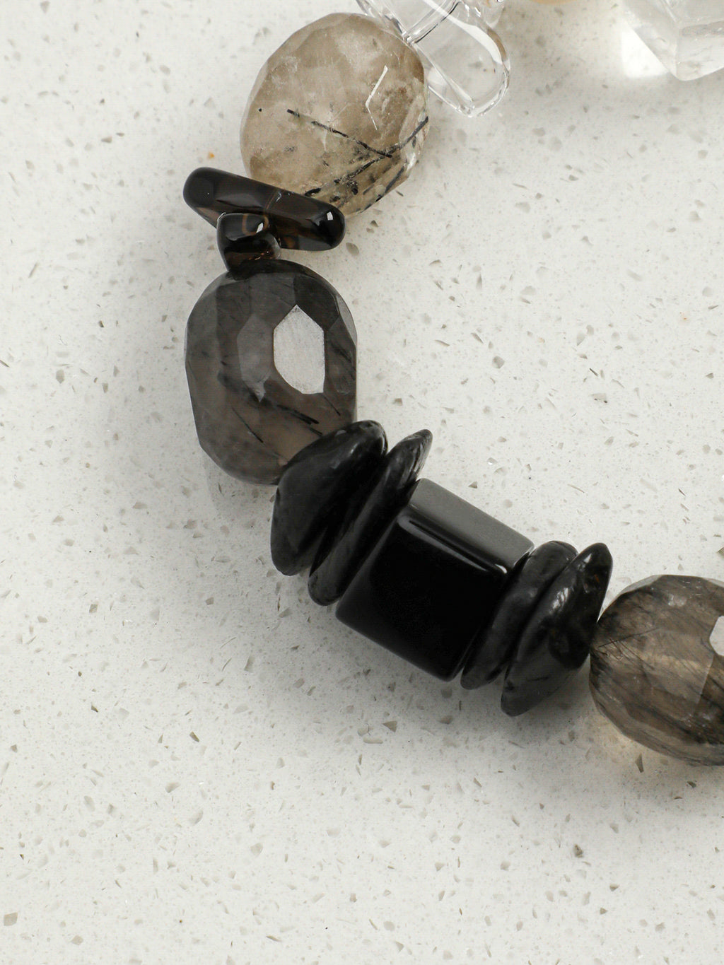 Multi-Gemstone Protection & Abundance/Strength &  Courage "Luminous Obsidian & Inky Pearl" Bracelet