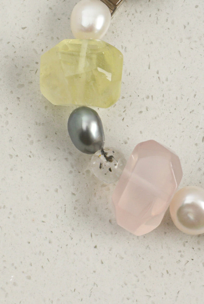 Multi-Gemstone, Persian Agate & Baroque Pearl /Chakra Harmony & Abundance/ "Gathered Light" Bracelet