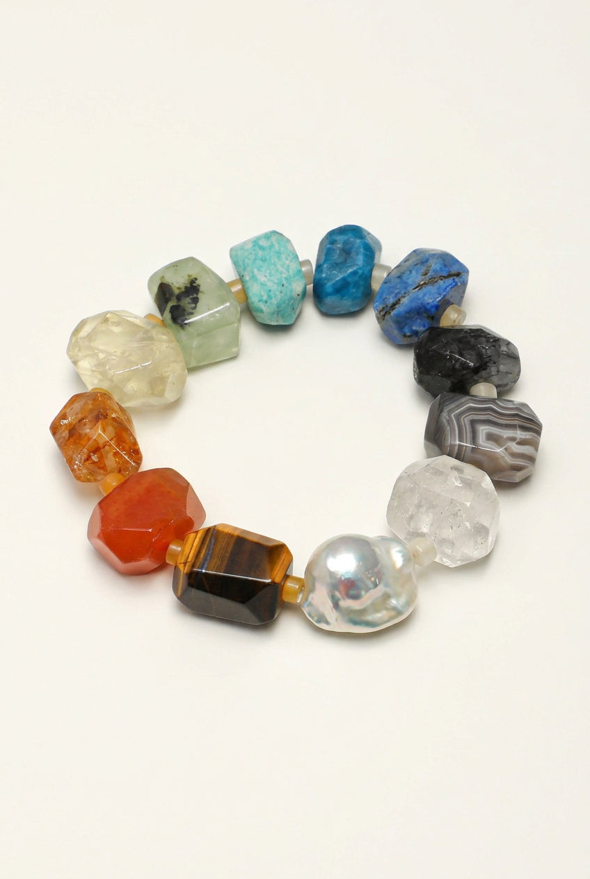 "Prismatic Radiance" Baroque Pearl & Multi-Gemstone Energy Harmony Bracelet