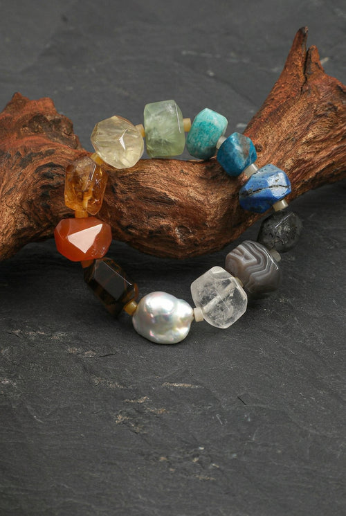 "Prismatic Radiance" Baroque Pearl & Multi-Gemstone Energy Harmony Bracelet