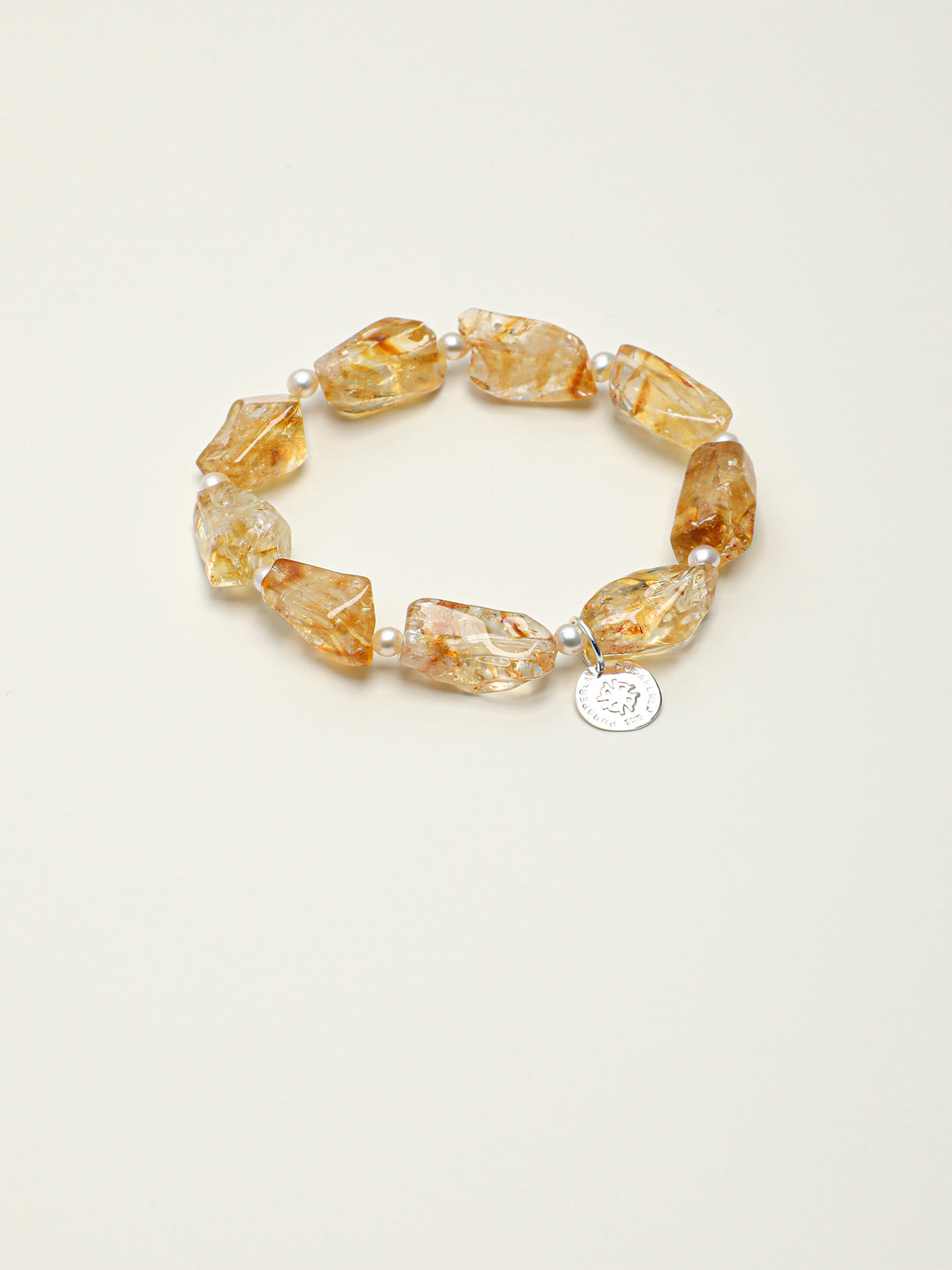 Brazilian Citrine & Pearl/ Happiness & Femininity / "Golden Prism" Bracelet