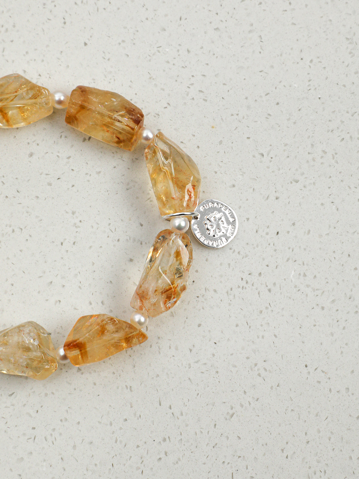 Brazilian Citrine & Pearl/ Happiness & Femininity / "Golden Prism" Bracelet
