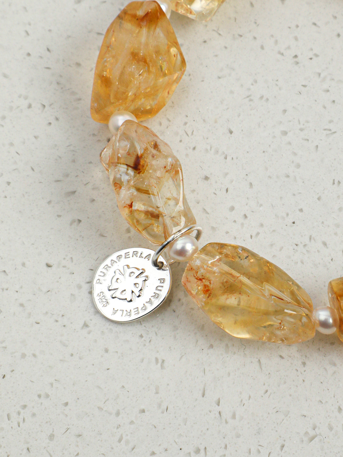 Brazilian Citrine & Pearl/ Happiness & Femininity / "Golden Prism" Bracelet