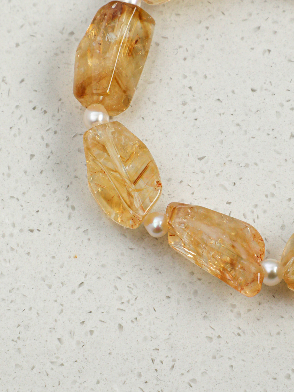 Brazilian Citrine & Pearl/ Happiness & Femininity / "Golden Prism" Bracelet