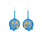 LB Hand Crochet "Funny Smiling Face" Earrings Long Ear Clip LOJL100