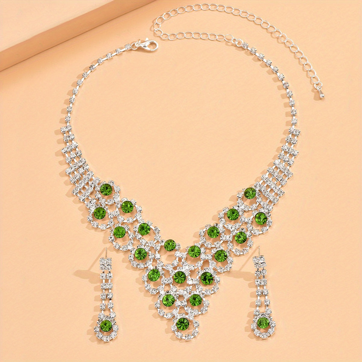3pcs Elegant Silver Plated Rhinestone Jewelry Set for Evening and Cocktail Parties