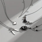 5-Piece Vintage Arrow Heart Pendant Set - Perfect Gift for Women, Mom, Wife, and Girls!