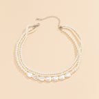 Gorgeous Vintage Stacked Baroque Pearl Multilayer Necklace - Perfect for Ladies!