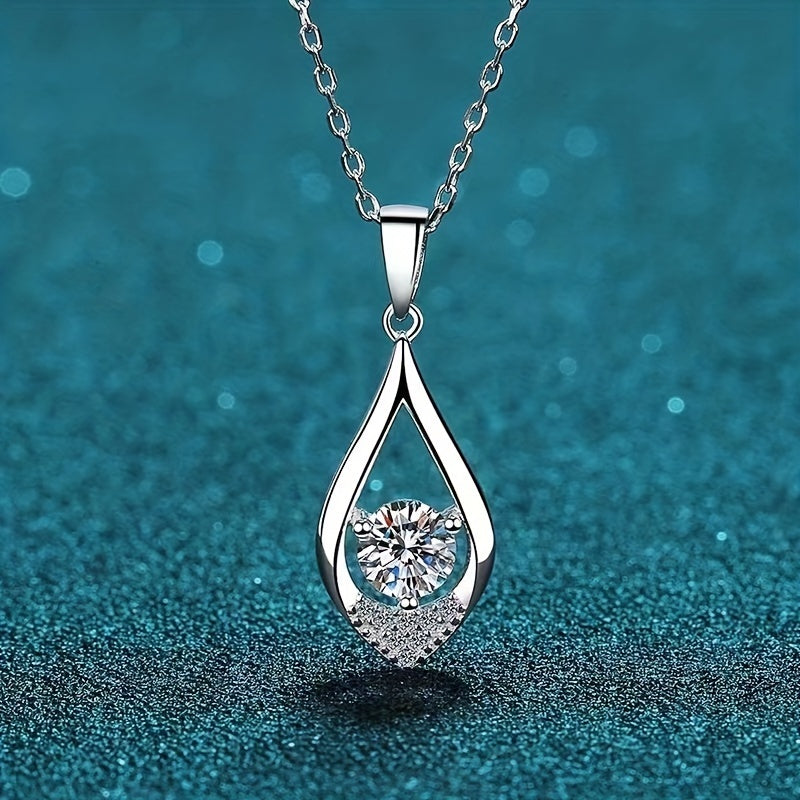 Teardrop Shape Moissanite 925 Sterling Silver Pendant Necklace Collarbone Chain Necklace Female Party Wedding Anniversary Birthday Gift