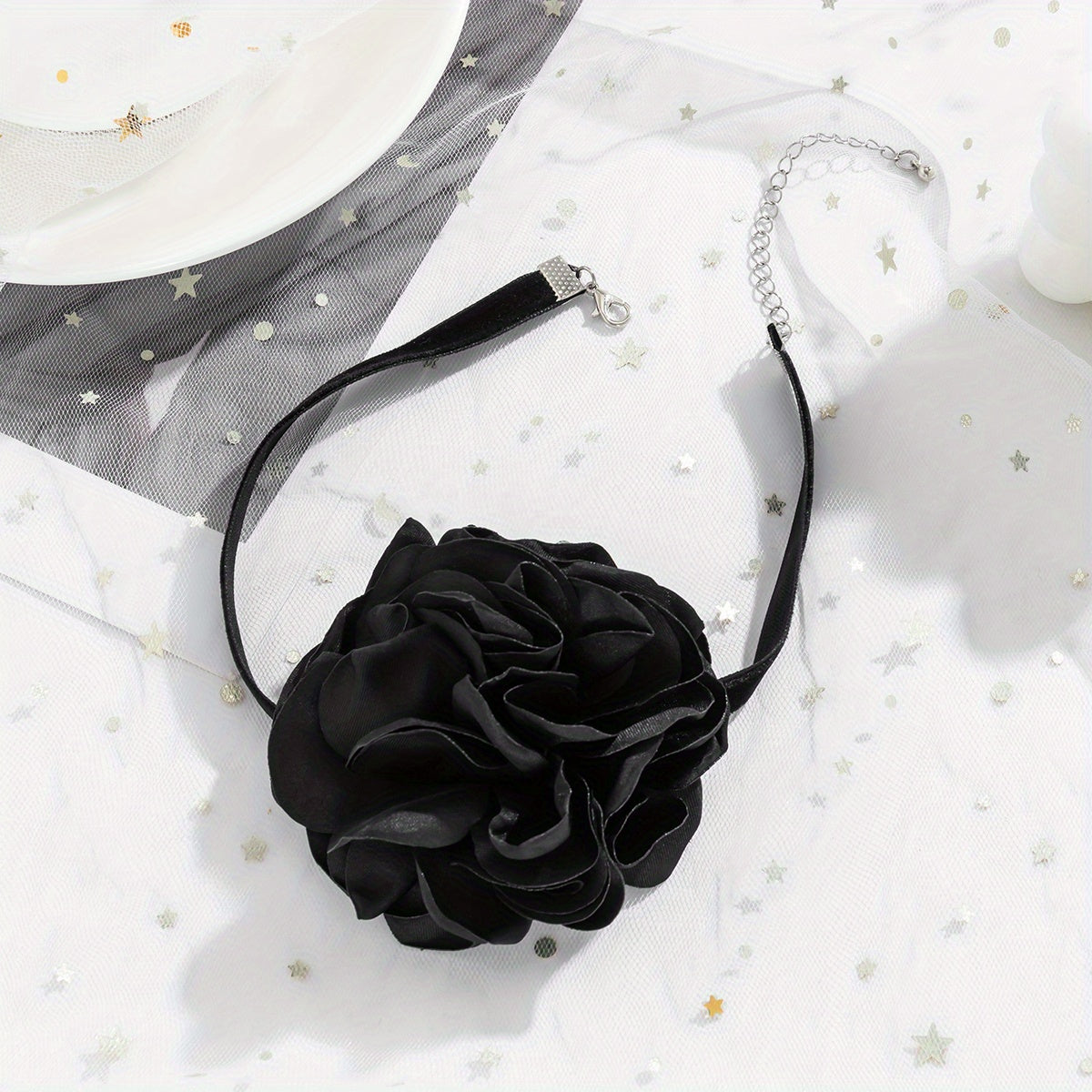 Vintage French 3D Flower Velvet Design Necklace Holiday Party Banquet Accessories For Women Vacation Favors