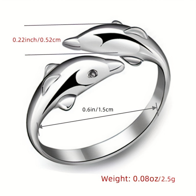Get Ready for the Holidays with Our Cute Dolphin Adjustable Copper Finger Ring - Perfect Gift!