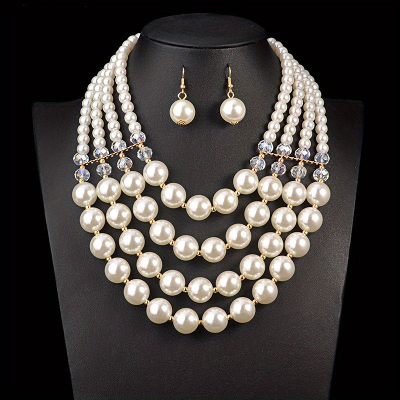 3pcs Earrings Plus Necklace Boho Style Jewelry Set Made Of Milky Stones Dainty Evening Party Accessories Perfect Chrismas Gift For Female