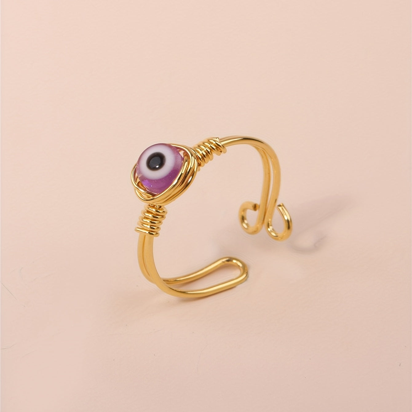 Purple Evil Eye Rings For Women Tiny Wire Wrapped Rings For Women Protection Jewelry