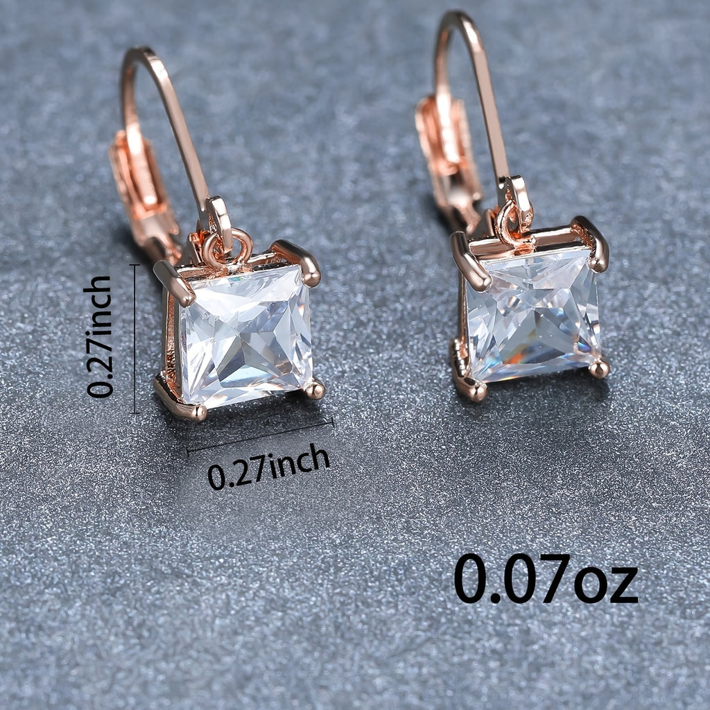 White Zircon Geometric Square Earrings Daily Wedding Party Engagement Fitting Valentine's Day Gift Proposal Gift
