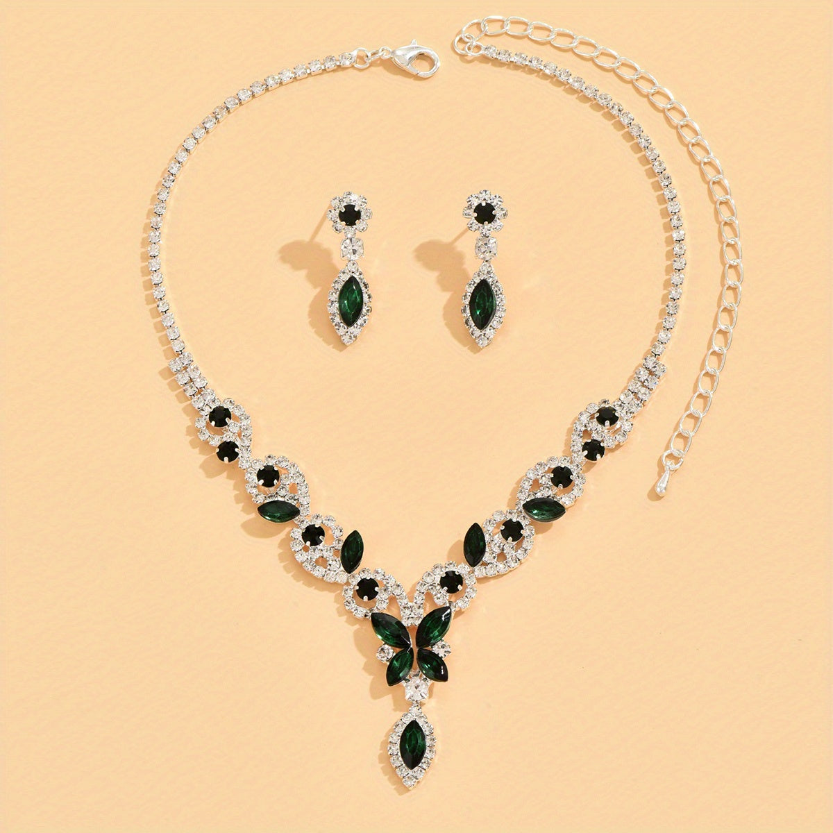 Versatile Jewelry Set With Pendant Necklace & Drop Earrings Sparkly Jewelry Set