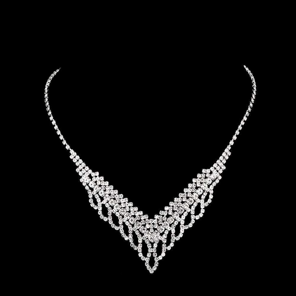 Elegant Rhinestone Jewelry Set for Women - Necklace, Earrings, and Bracelet for Parties, Proms, and Costumes
