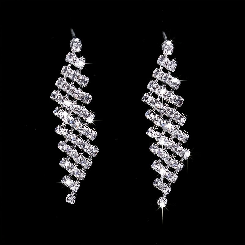 2pcs Elegant Silvery Rhinestone Jewelry Set for Weddings, Engagements, and Holidays - Perfect Gift for Brides and Women