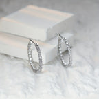 White Color Full Zircon Simple Big Circle Hoop Earrings 18K Gold Plated Accessories For Women Girls