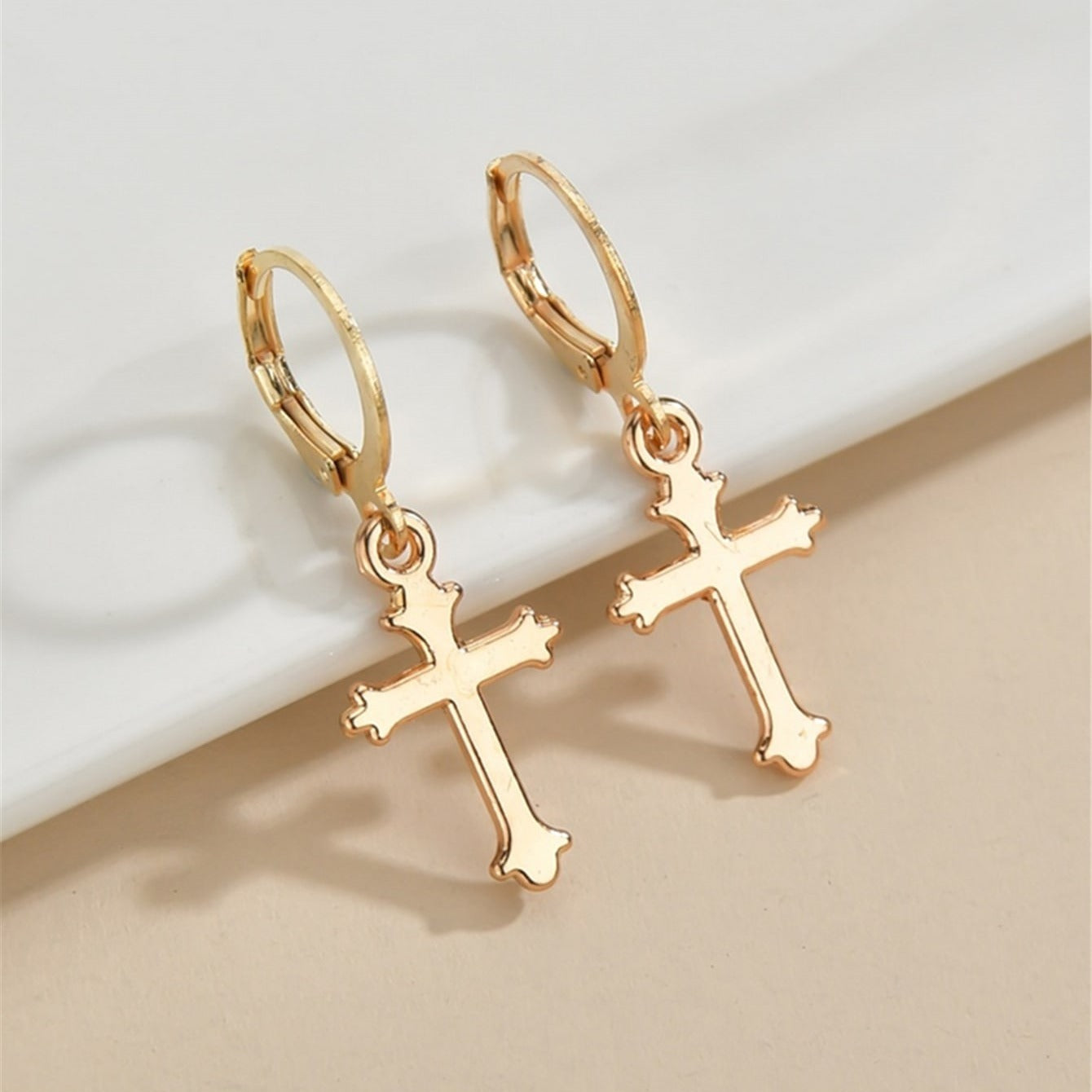 Vintage Chic Metal Cross Ear Buckle Earrings For Women Girls Gift 1Pair