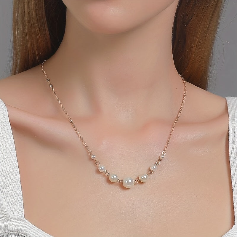 Elegant Round Shape Faux Pearl Chain Necklace