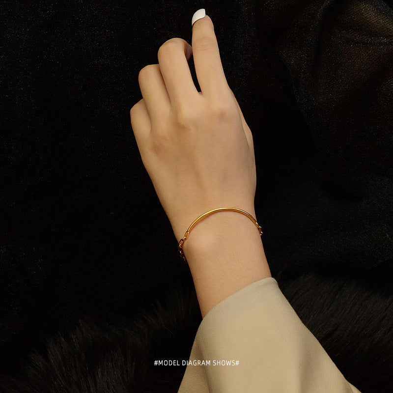 Simple personality heart-shaped titanium steel 18K gold plated