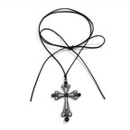 Gothic Halloween Exaggerated Large Cross Pendant Necklace, Party Holiday Neck Jewelry Gift For Girls