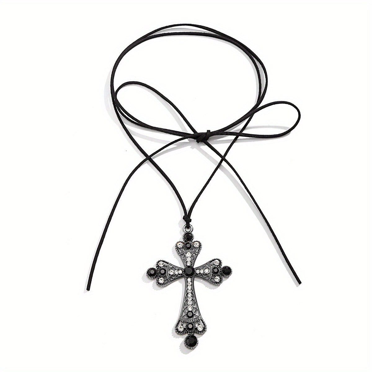 Gothic Halloween Exaggerated Large Cross Pendant Necklace, Party Holiday Neck Jewelry Gift For Girls