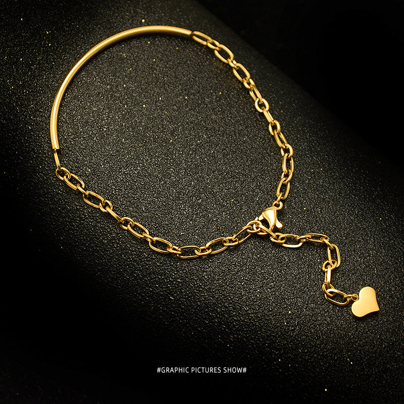 Simple personality heart-shaped titanium steel 18K gold plated