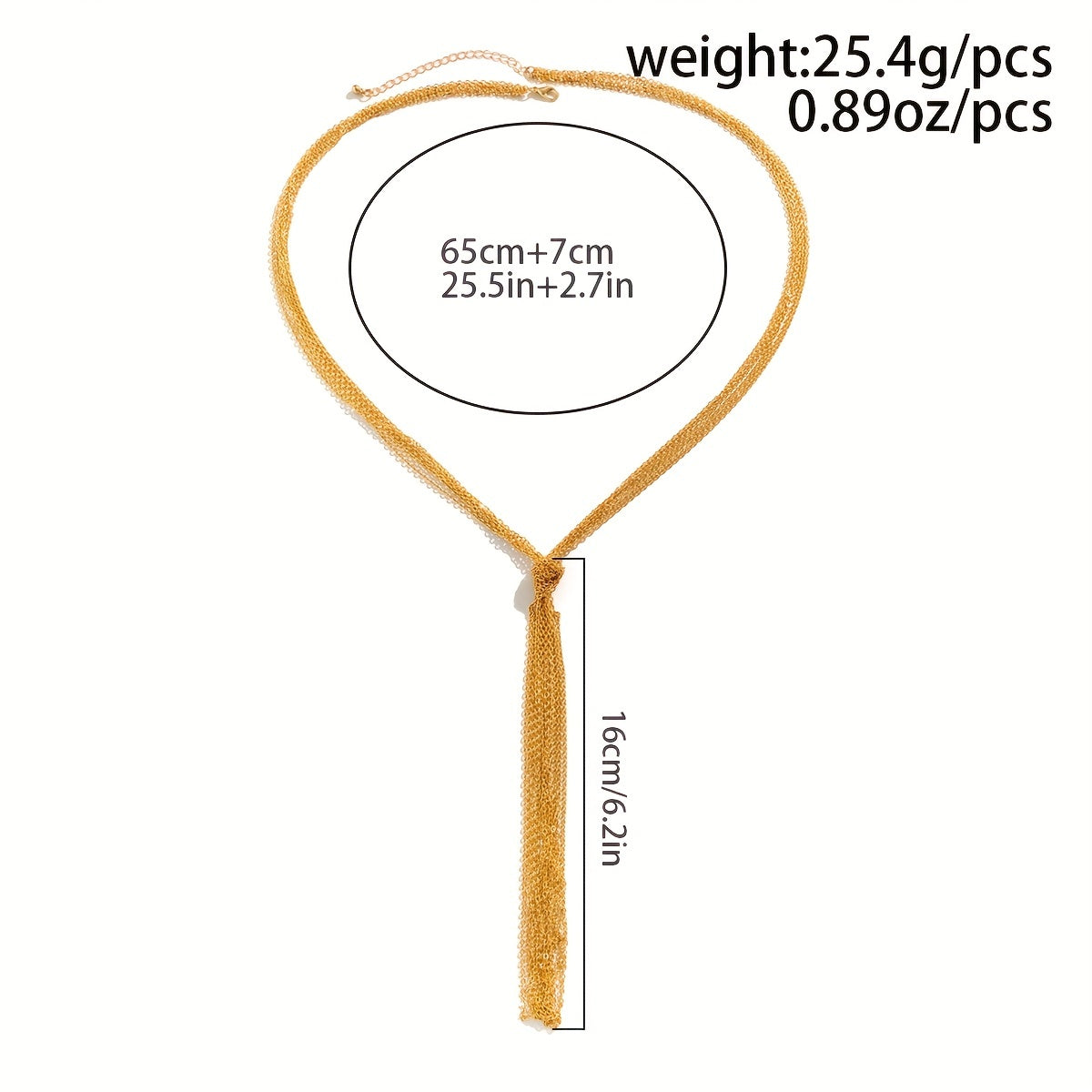 Women's Multilayer Tassel Copper Pendant Copper Y-Shaped Long Necklace