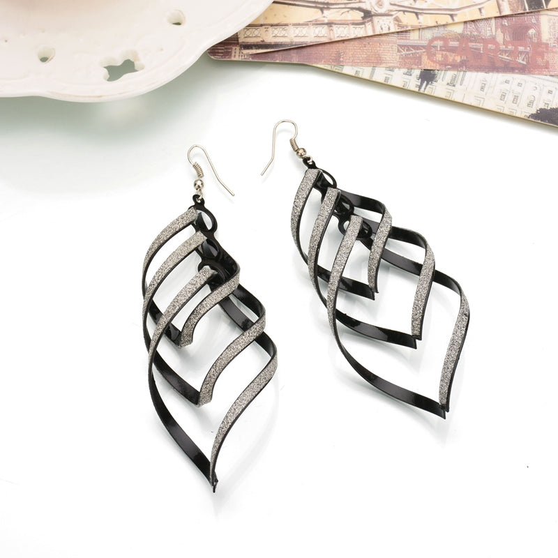 Make a Statement with our Metal Layered Swirling Geometric Earrings - Perfect for Personality Fashion and Elegant Ear Piercing Jewelry
