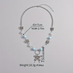 Elegant Hollow Alloy Butterfly Pendant Bead Women's Necklace, Delicate Neck Jewelry Gift