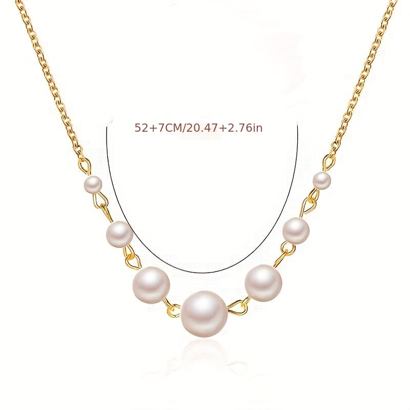 Elegant Round Shape Faux Pearl Chain Necklace
