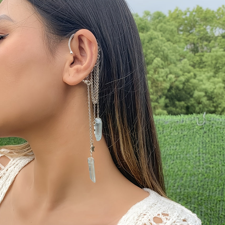 Glamorous Star-Shaped Crystal Tassel Earrings - Add Sparkle to Any Outfit!